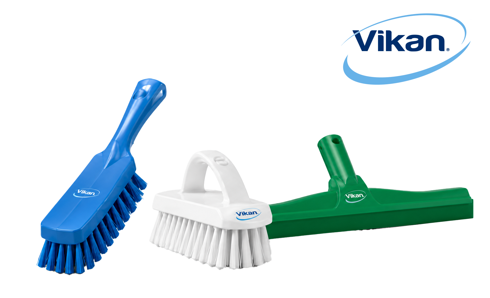 Logo Vikan e composizione prodotti Vikan