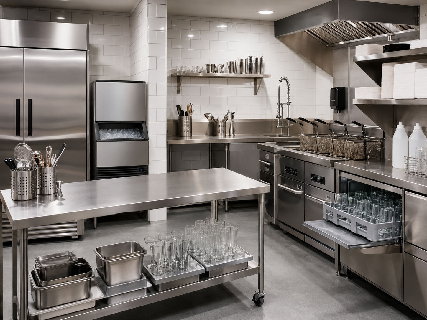Cucina professionale di un bar con attrezzature Tecnafood